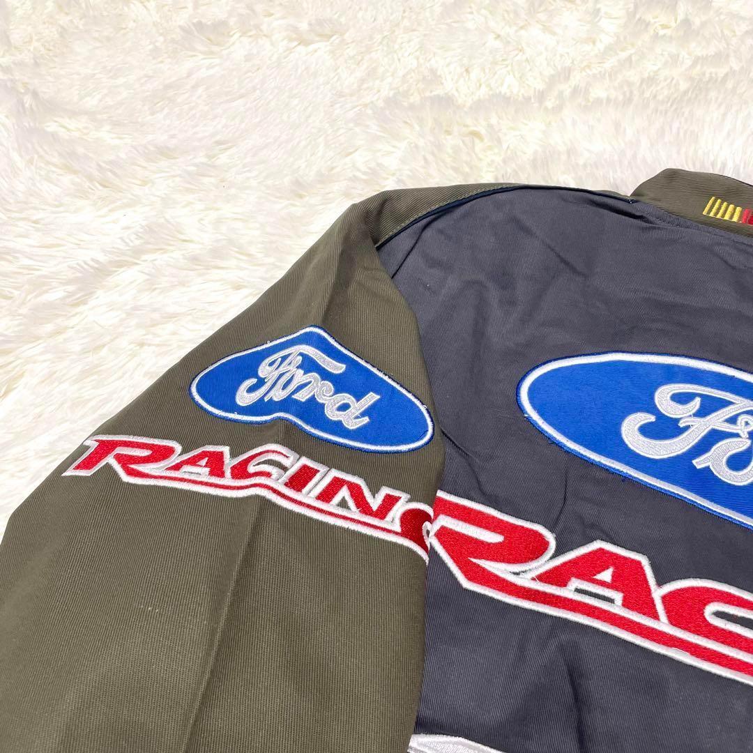 JH DESIGN レーシングジャケット　Ford グレー　バイカラー　L