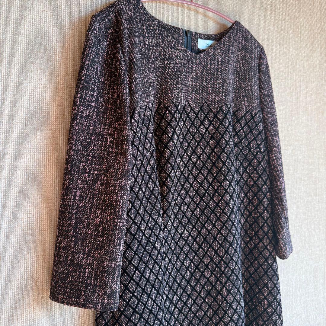 レリアン フロッキー加工 ワンピース 7分袖 手洗いOK Mサイズ
