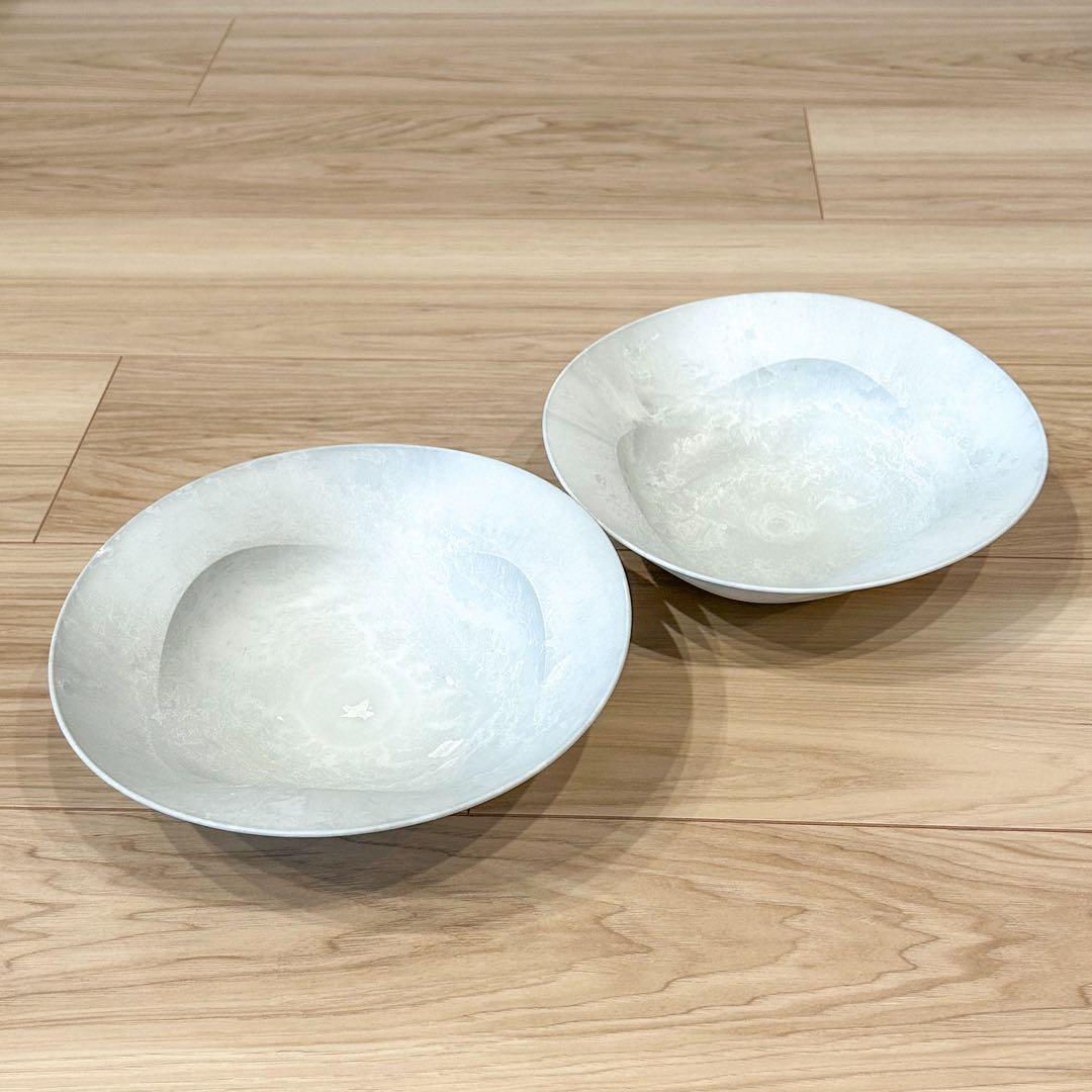 ARAS 深鉢ミルー 海水ミネラルホワイト 20cm ２枚セット
