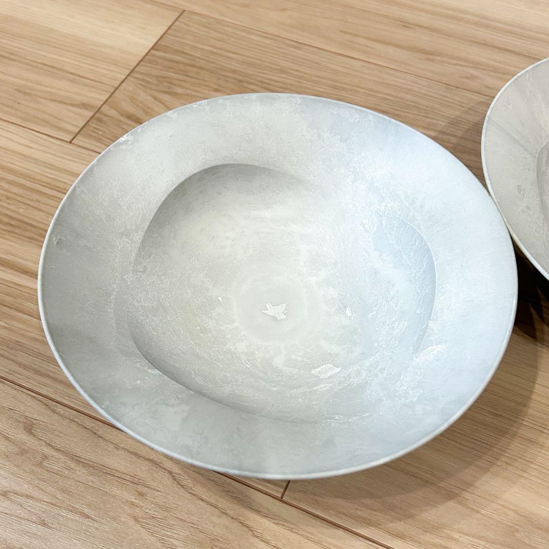 ARAS 深鉢ミルー 海水ミネラルホワイト 20cm ２枚セット