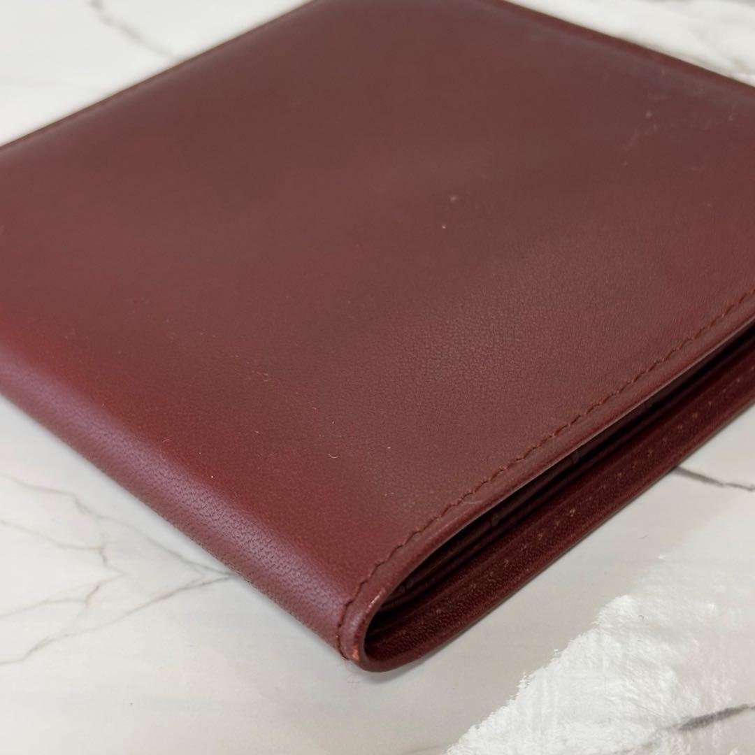 良品✨ カルティエ マストライン ２つ折り財布 ボルドー ロゴ ミニ財布