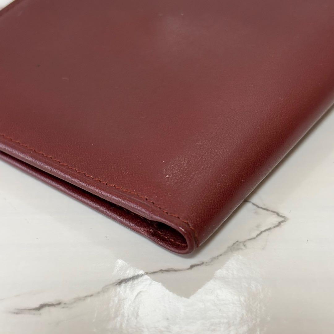良品✨ カルティエ マストライン ２つ折り財布 ボルドー ロゴ ミニ財布
