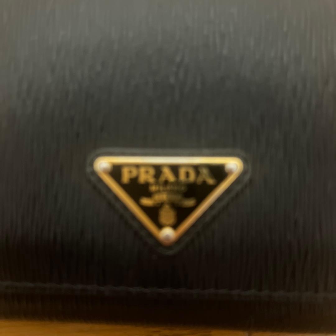 PRADA プラダ 三つ折り財布 サフィアーノ ブラック 三角ロゴ 正規品 美品