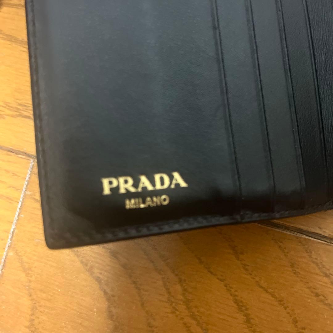 PRADA プラダ 三つ折り財布 サフィアーノ ブラック 三角ロゴ 正規品 美品