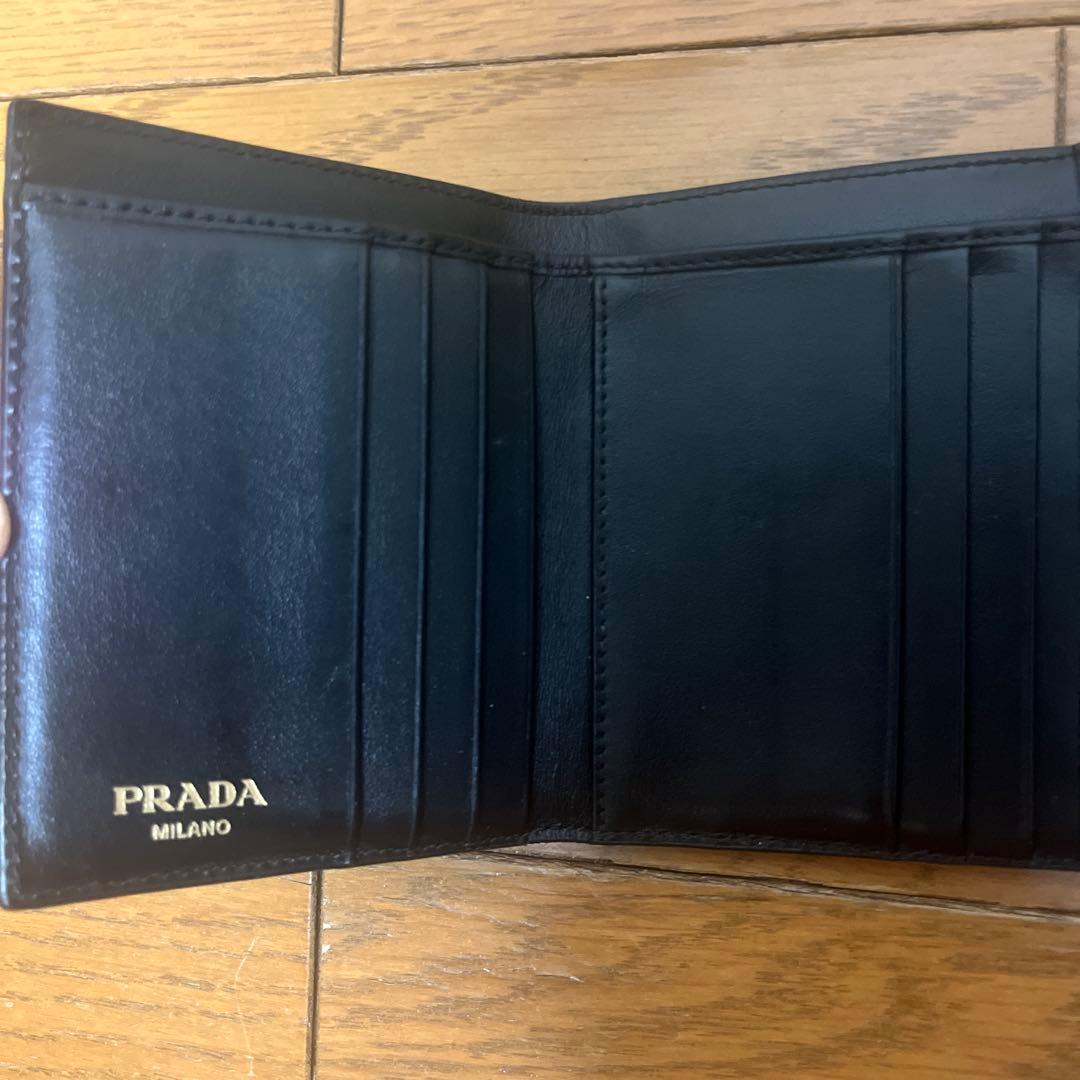 PRADA プラダ 三つ折り財布 サフィアーノ ブラック 三角ロゴ 正規品 美品