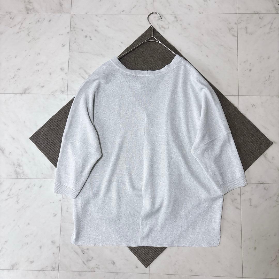 極美品 ビアズリー 25SS サラッとカーディガン ゆったり シルバー 洗える