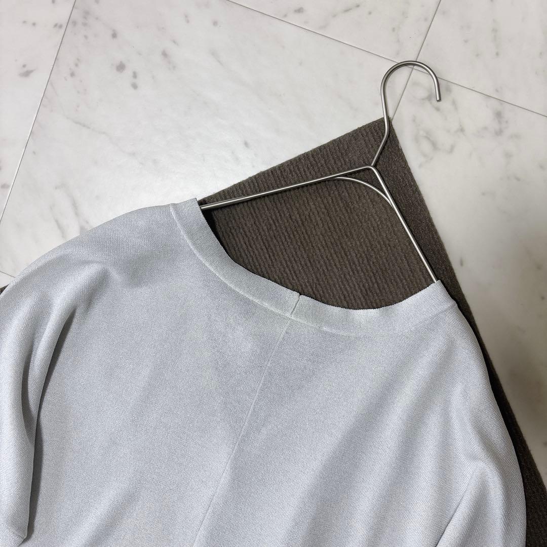 極美品 ビアズリー 25SS サラッとカーディガン ゆったり シルバー 洗える
