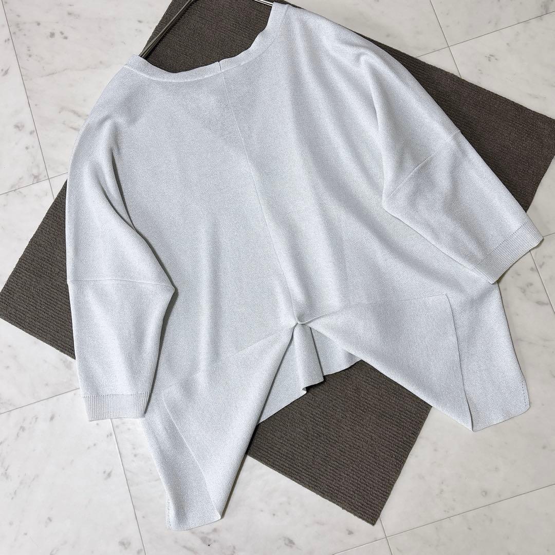 極美品 ビアズリー 25SS サラッとカーディガン ゆったり シルバー 洗える