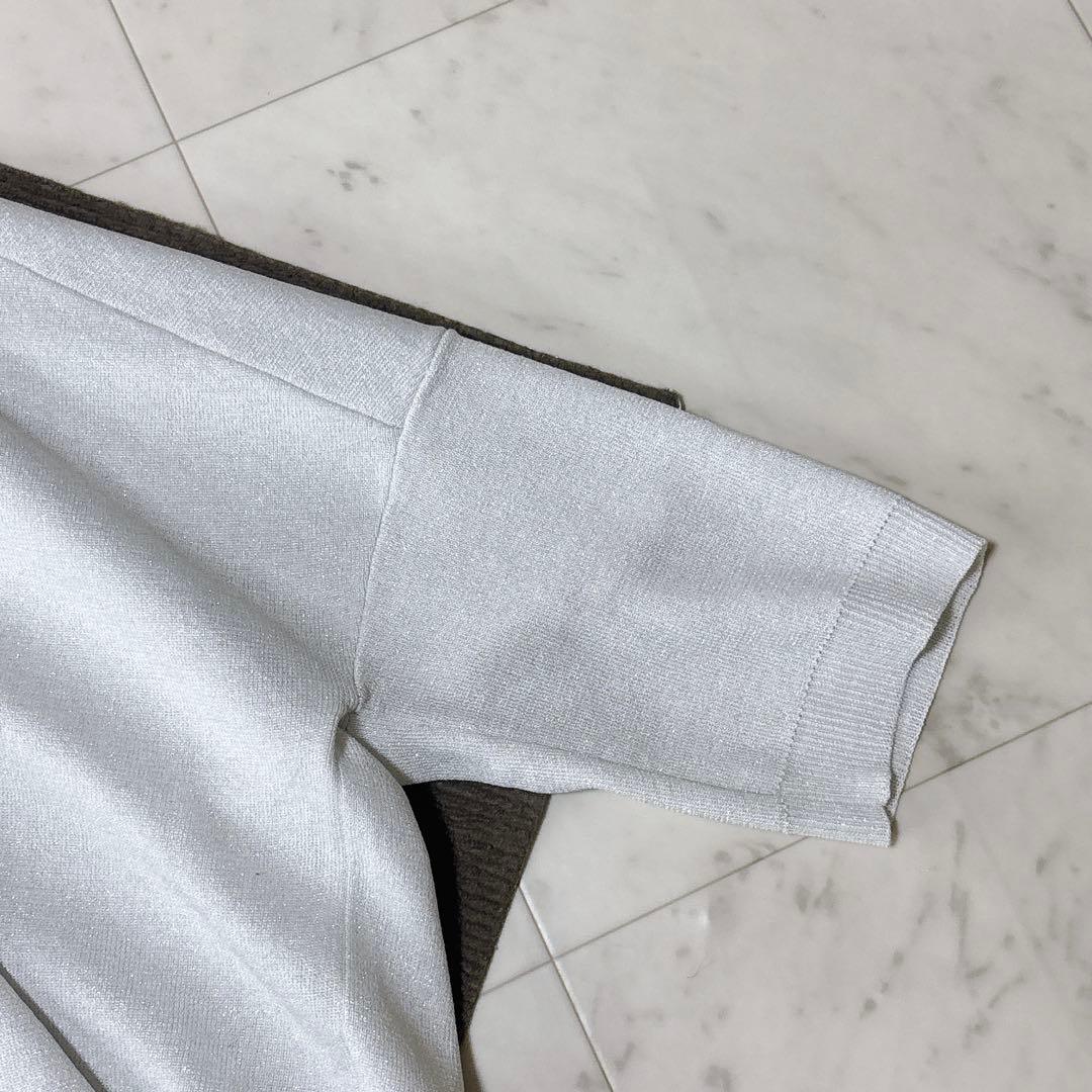 極美品 ビアズリー 25SS サラッとカーディガン ゆったり シルバー 洗える