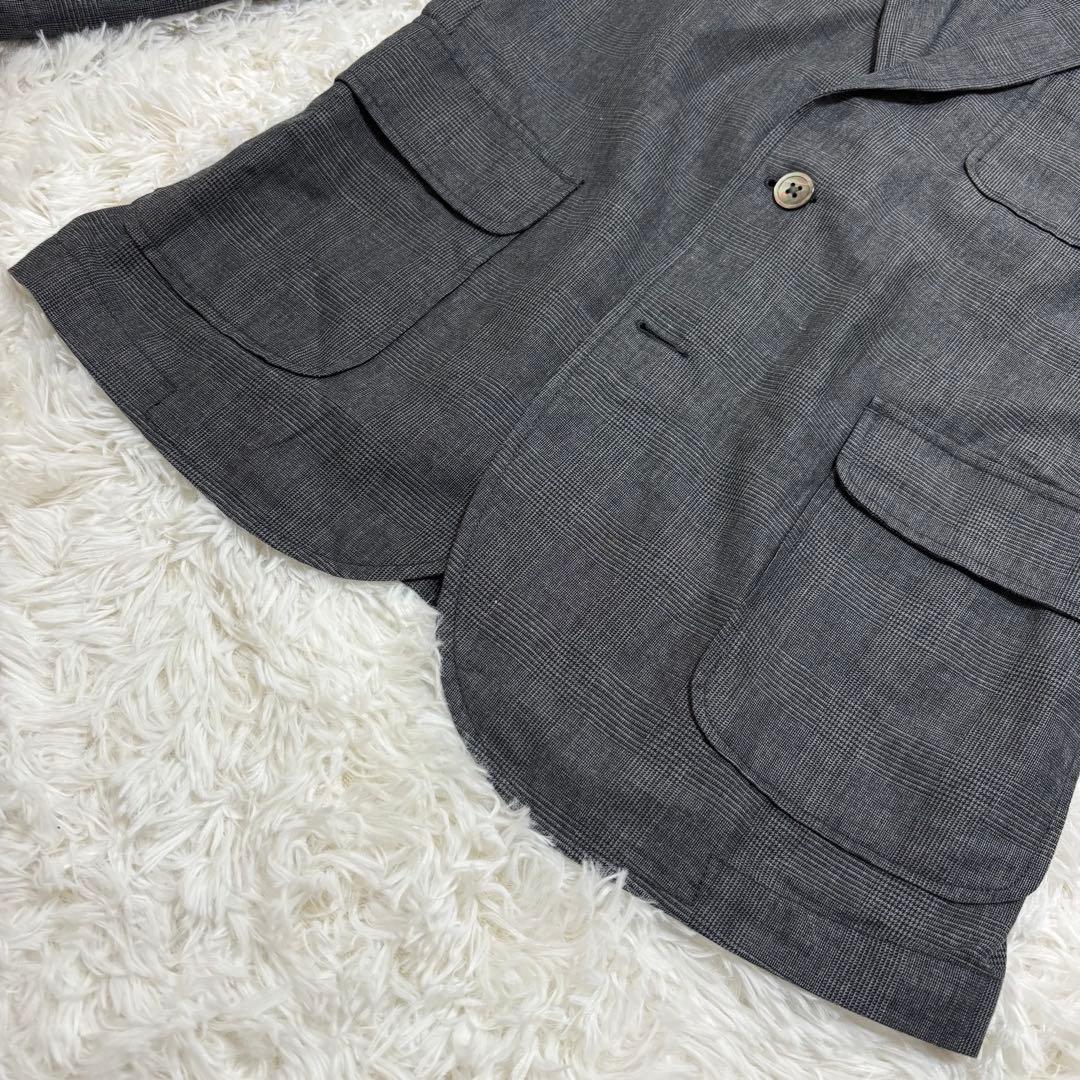 美品/リネン混★ ビームスプラス テーラードジャケット グレンチェック 20SS