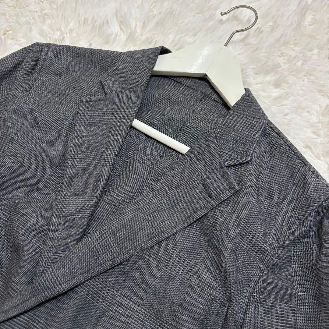 美品/リネン混★ ビームスプラス テーラードジャケット グレンチェック 20SS