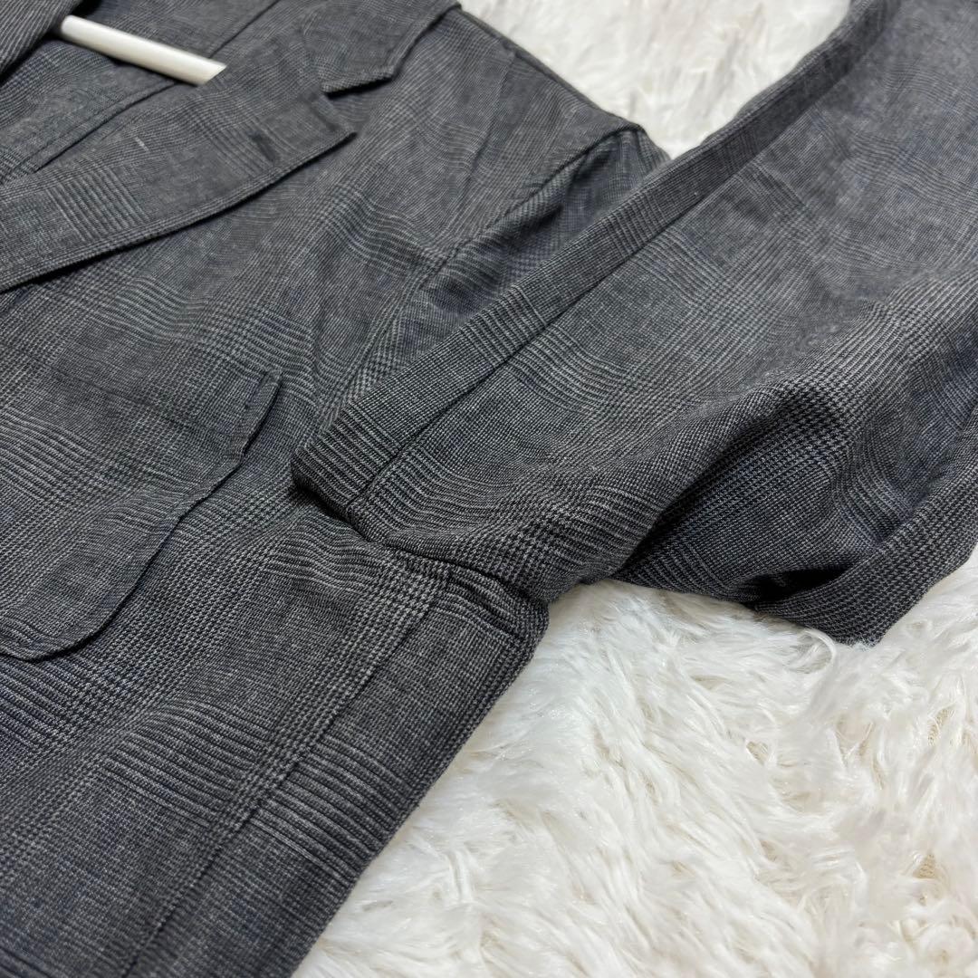 美品/リネン混★ ビームスプラス テーラードジャケット グレンチェック 20SS