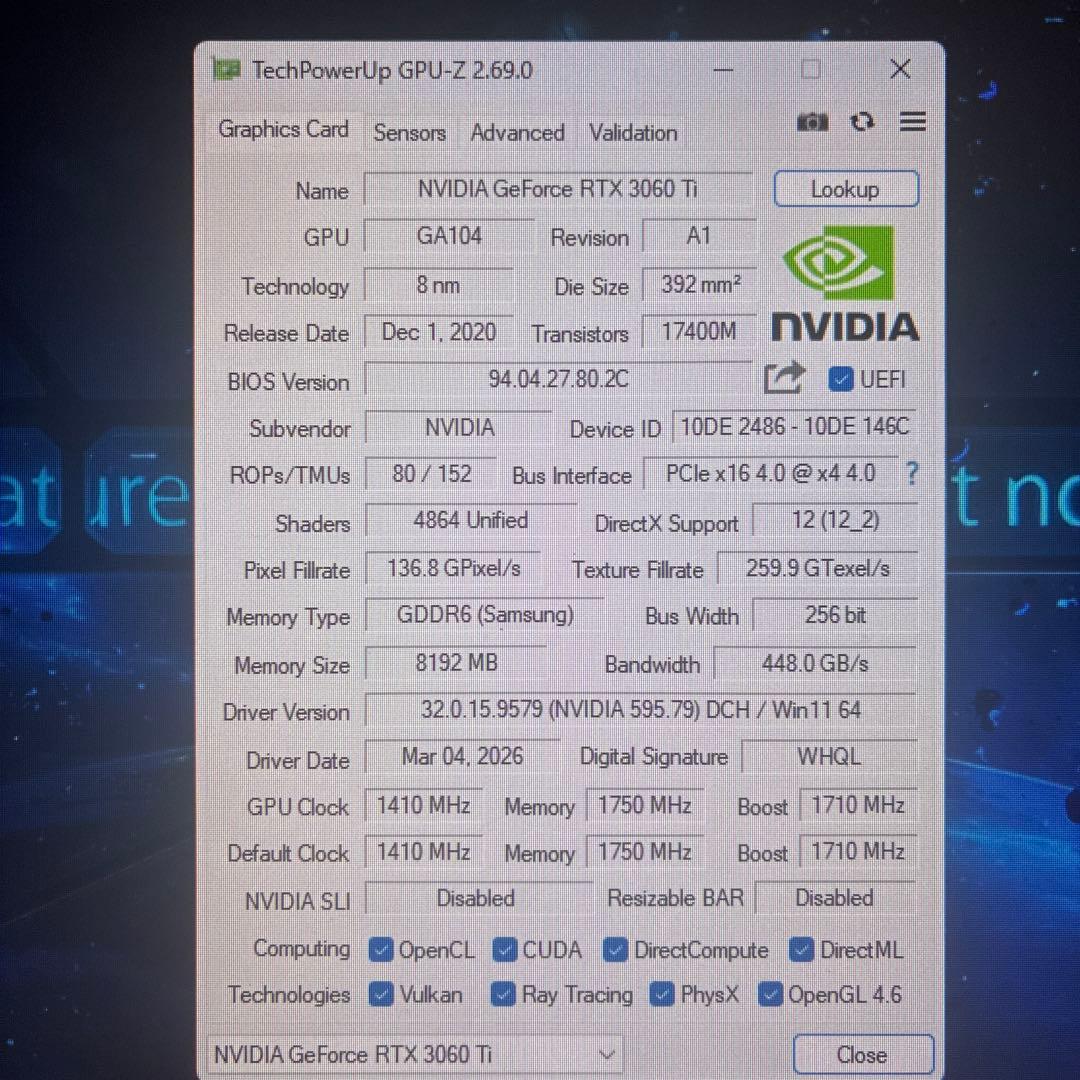 グラフィックボード・グラボ・ビデオカード GALAX GALAKURO GeForce RTX3060Ti White
