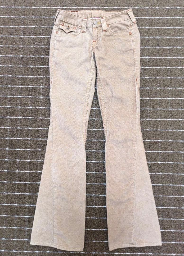 【ppup】TRUE RELIGION ベージュ ブーツカットデニム