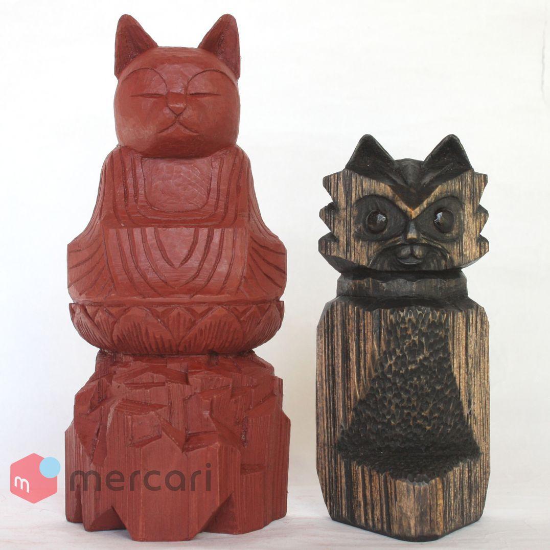 円空仏　猫如来・猫護法神セット