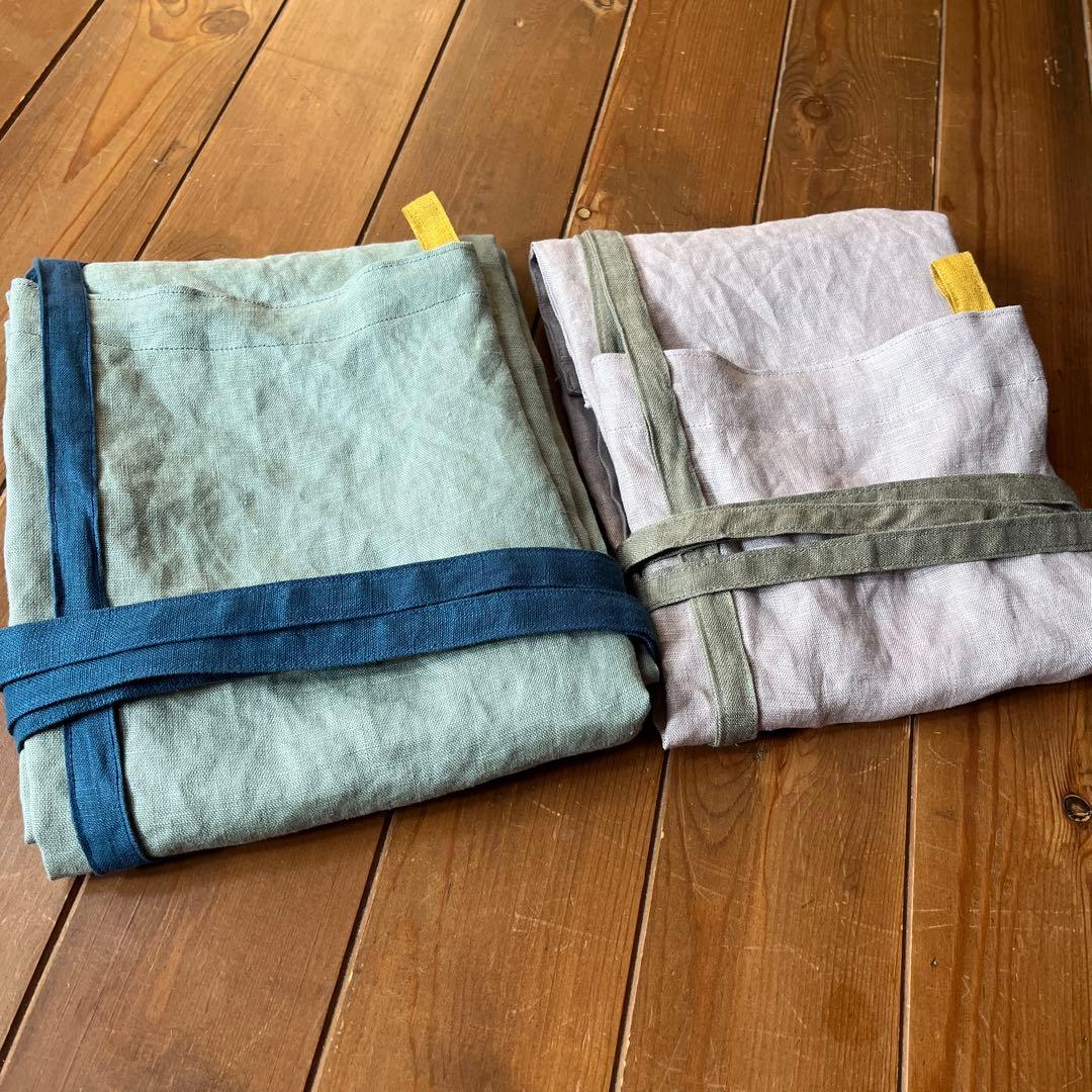 【ペア】リネンのリネンのエプロン　ハンドメイド