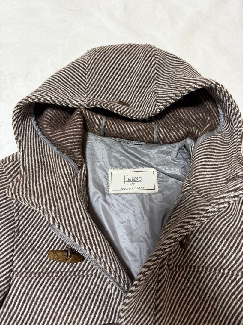 HERNO ヘルノ ストライプ ダッフルコート ブラウン ダッフル 46