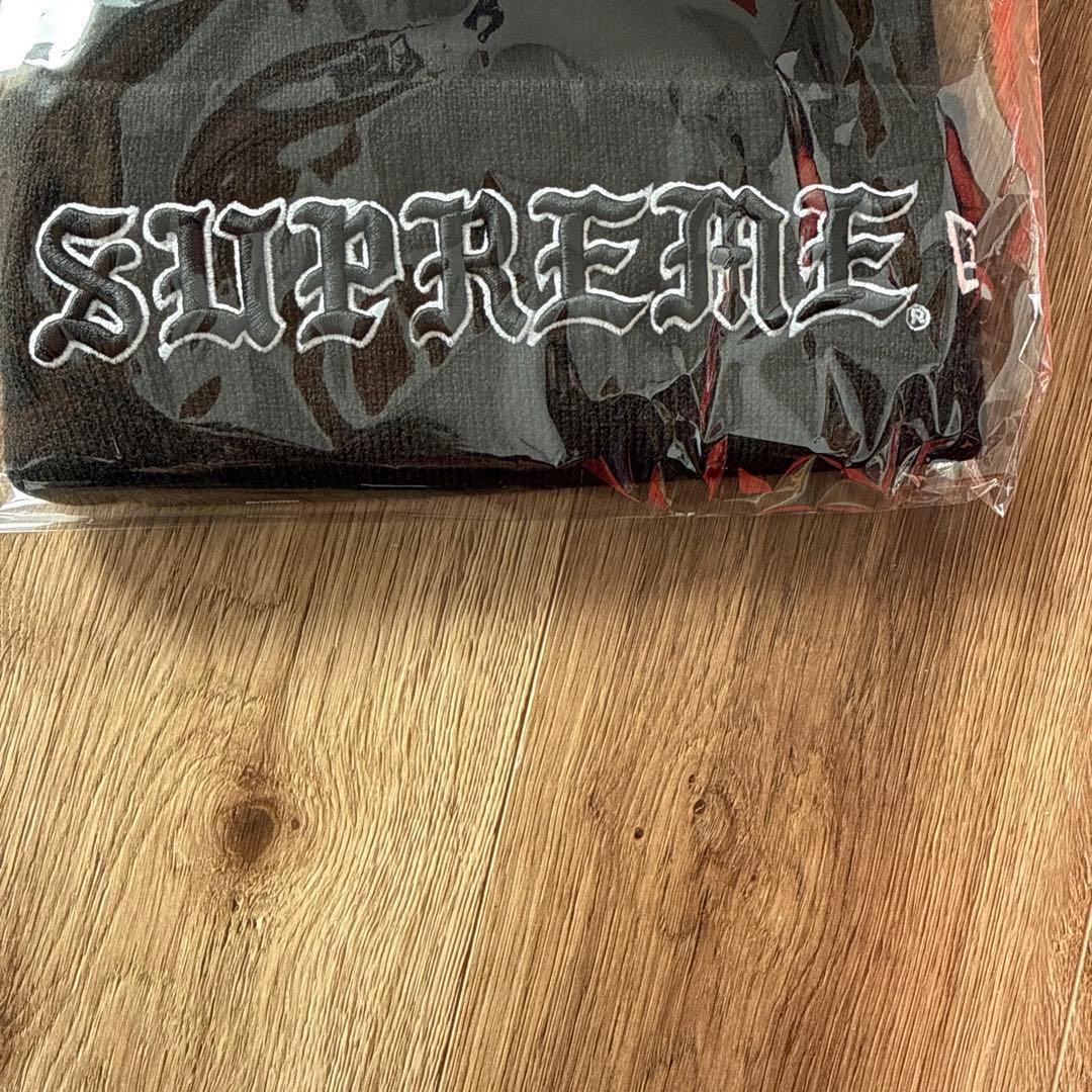 Supreme レタリングニットキャップ　黒　新品