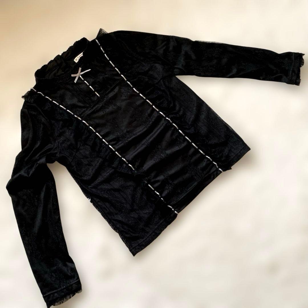 axes femme ジャンドレフラワーワンピ・はしごリボンレースプルオーバー