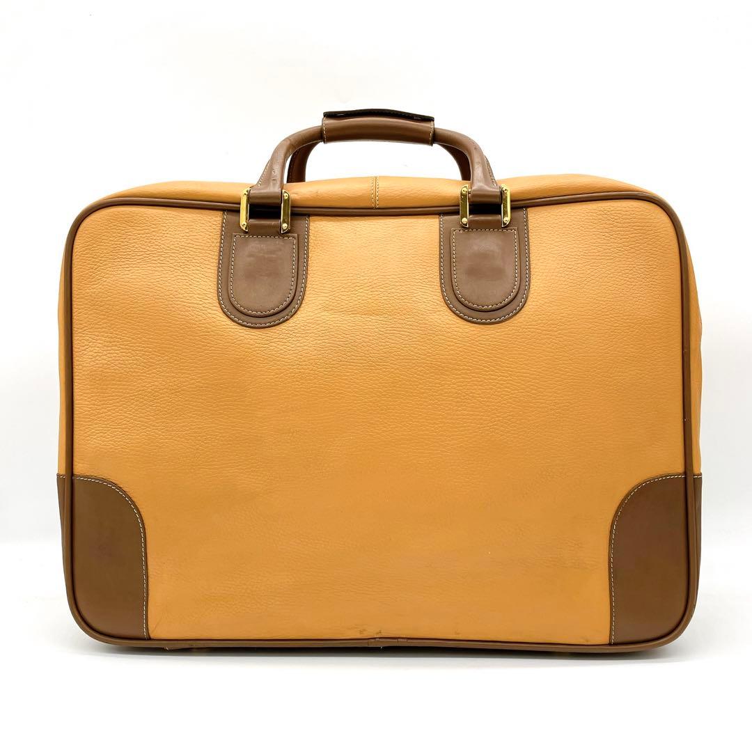 【LOEWE】トラベルバッグ　アナグラム型押し　ゴールド金具　レザー　ブラウン