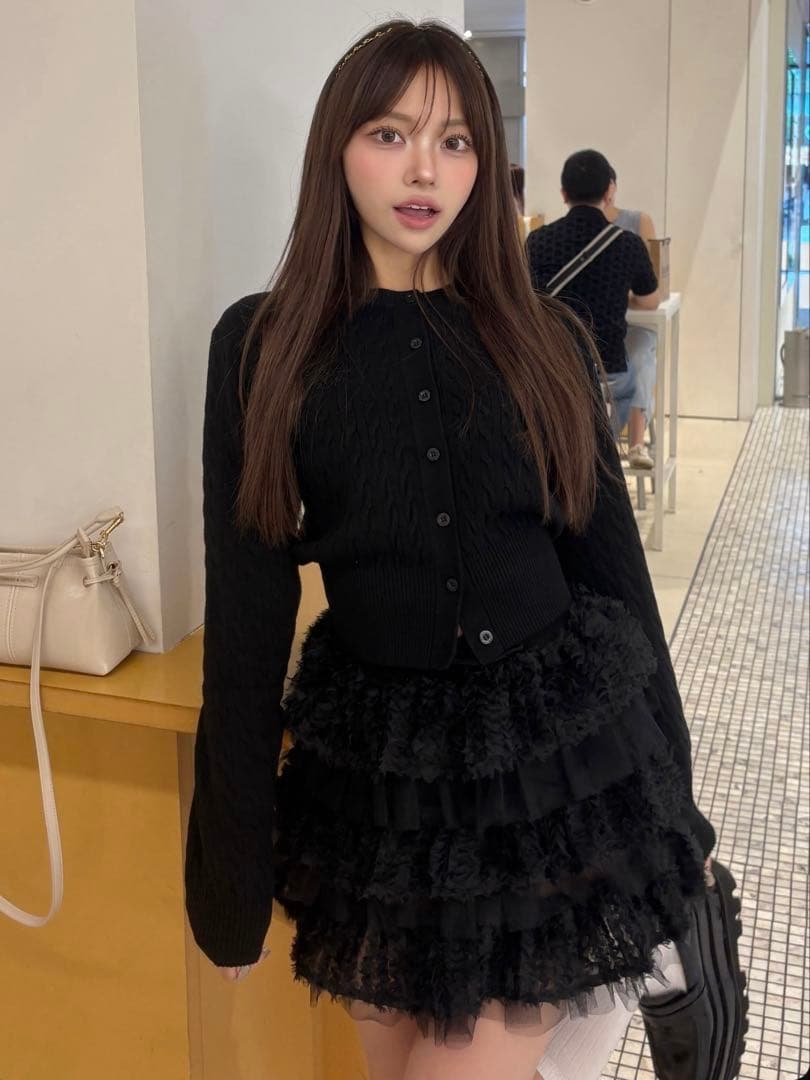 新品・未開封♡Darich♡ナローケーブルニットカーディガン　BLK