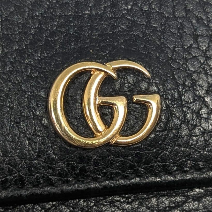 GUCCI　三つ折り財布　GG　マーモント　トリフォールドウォレット　黒