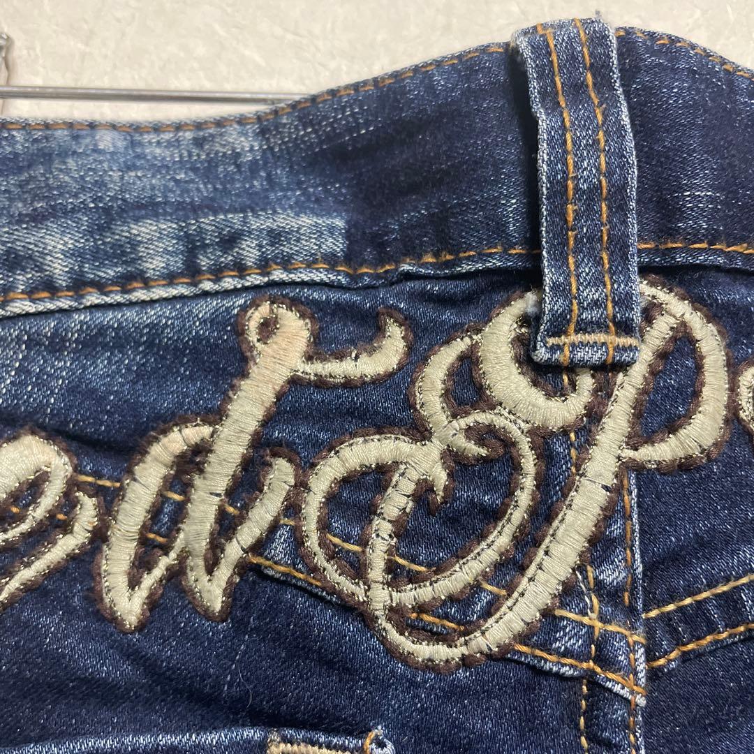 レッドペッパー　デニム　ボア　十字架 ローライズ　ロゴ刺繍 ヒョウ柄　豹柄　平成