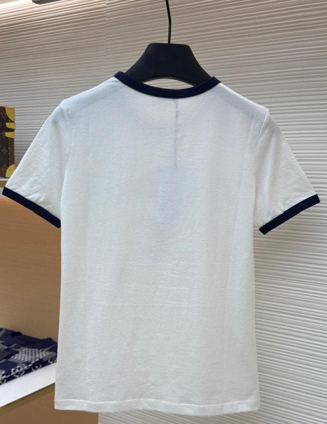 CELINE ロゴTシャツ ホワイト/ネイビーL