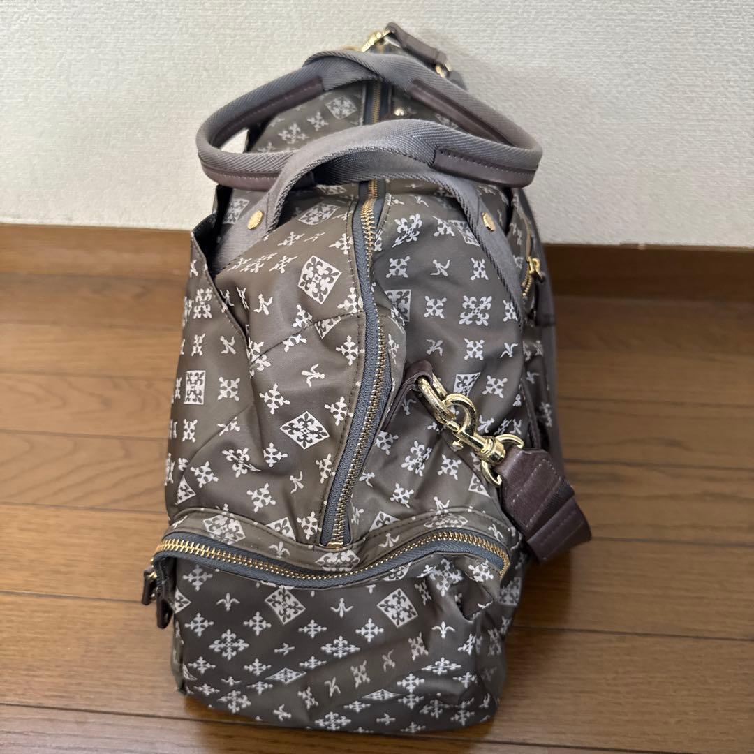 グレー ロゴプリント ボストンバッグ