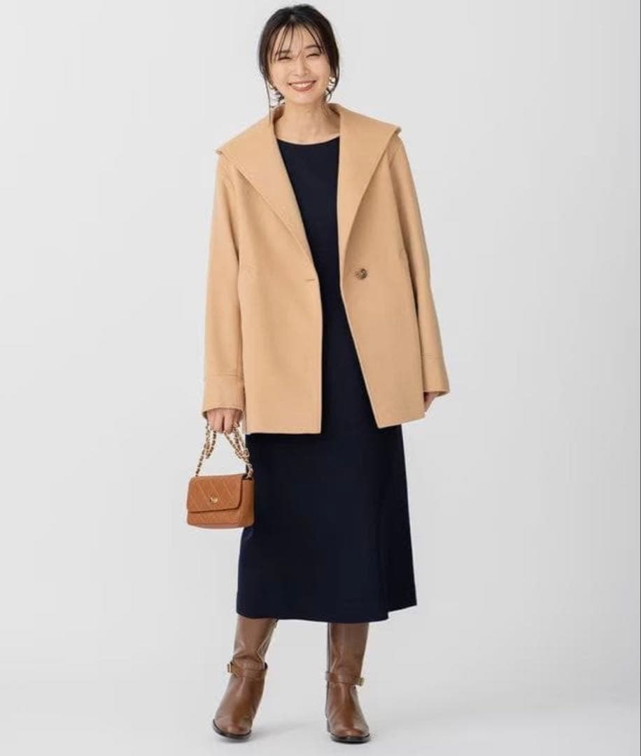 未使用 23区 ウールカシミヤビーバー フード付き ショートコート¥59,400