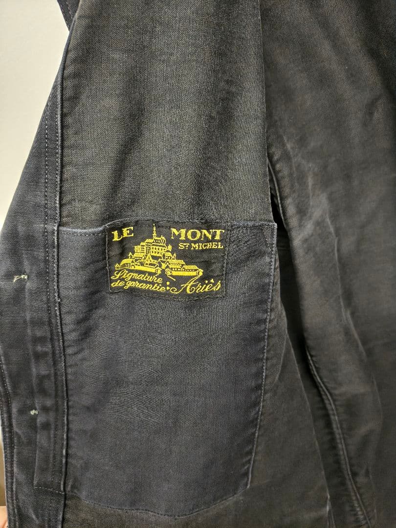30s 40s モンサンミッシェル ブラックモールスキン　ジャケット
