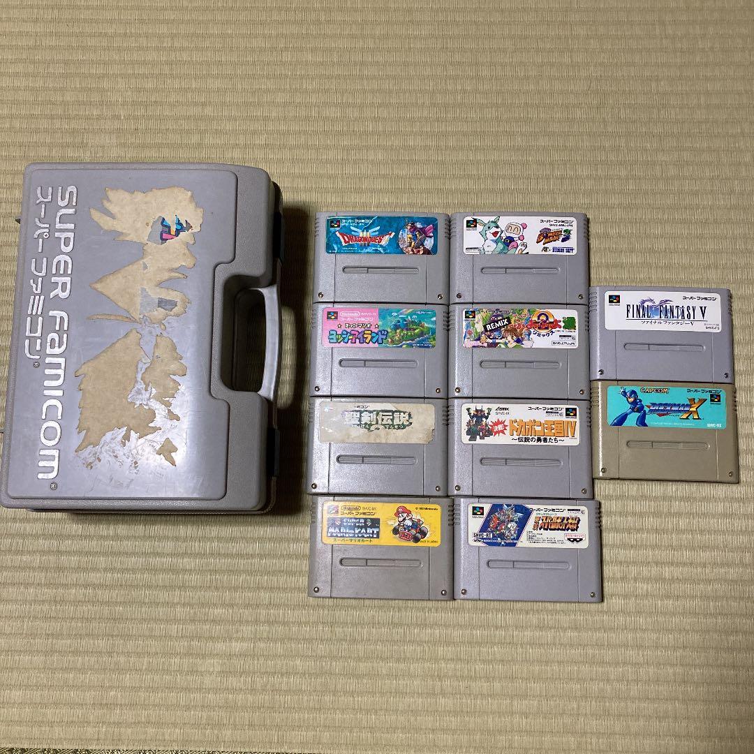 スーパーファミコン本体＋ソフト10個、ケース付き
