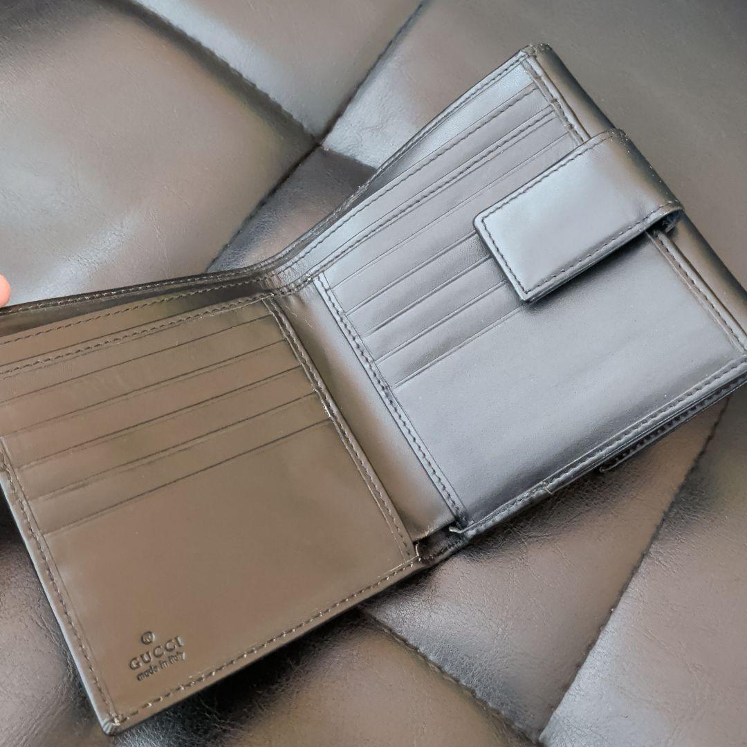 GUCCI 二つ折り財布 ブラック グレー
