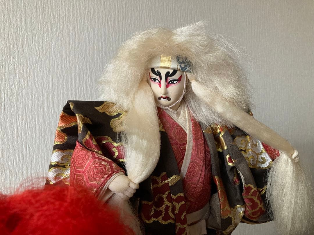 連獅子 高さ約45cm(台座含む) 日本人形 歌舞伎 昭和レトロ 骨董品