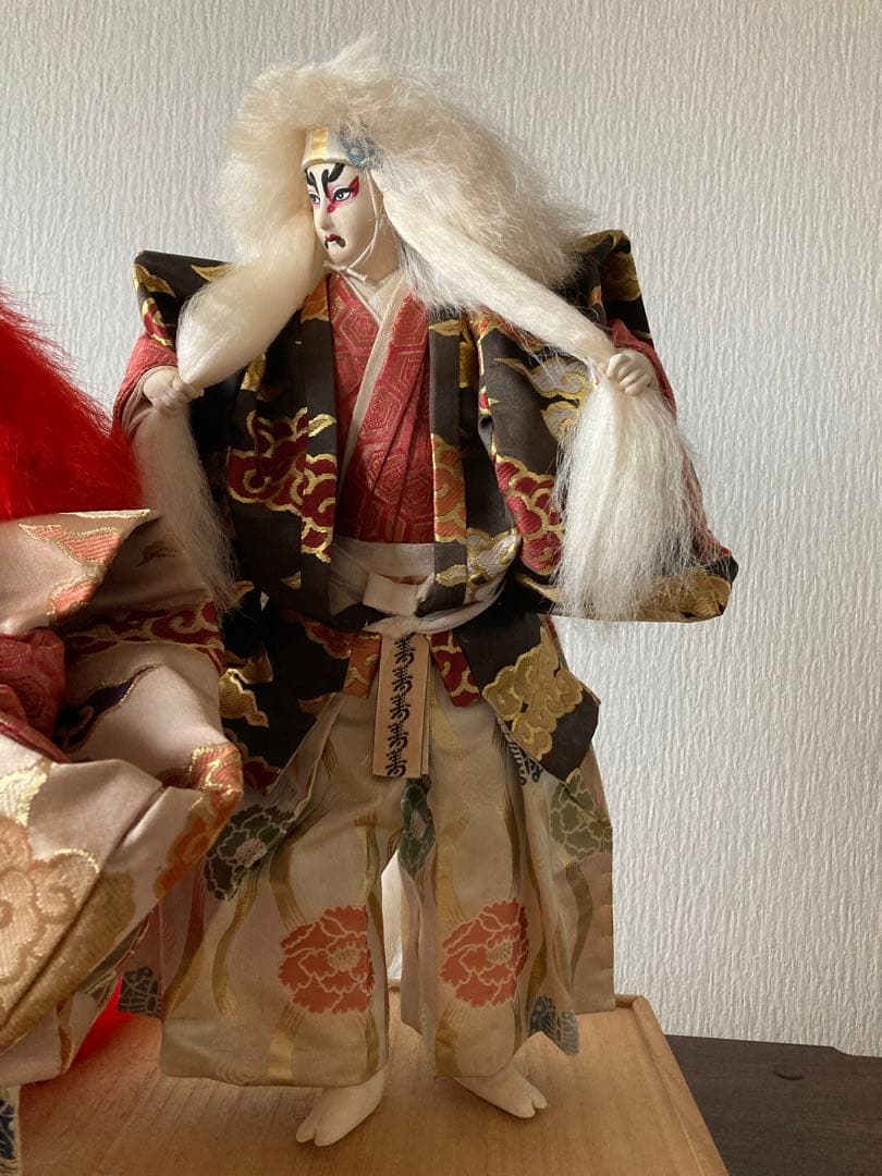 連獅子 高さ約45cm(台座含む) 日本人形 歌舞伎 昭和レトロ 骨董品