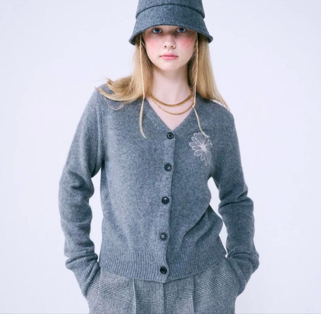 【正規品】Mardi Mercredi カーディガン　グレー　花柄