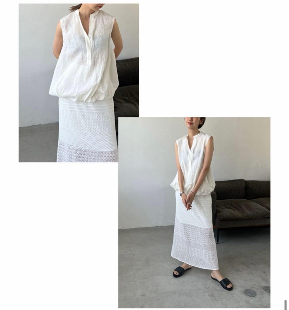 【Plage】COTTON HEMP KINIT LACE スカート 36
