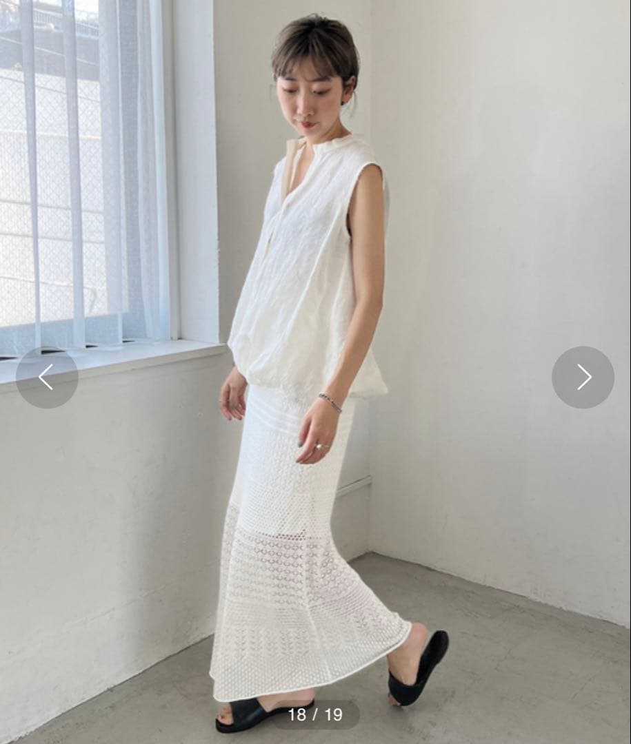 【Plage】COTTON HEMP KINIT LACE スカート 36