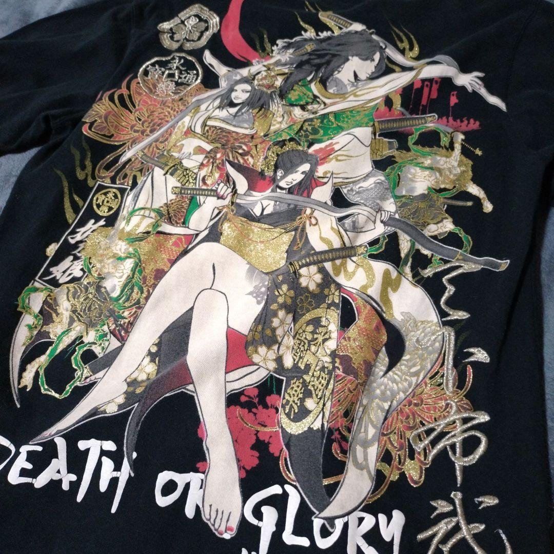 DIVINE RETRIBUTION 抜刀娘 和柄Tシャツ 刺繍 総柄 L　3枚