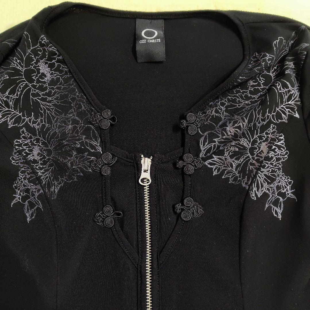 OZZ ONESTE ブラック花柄プリント長袖カーディガン＆カットソー2枚セット