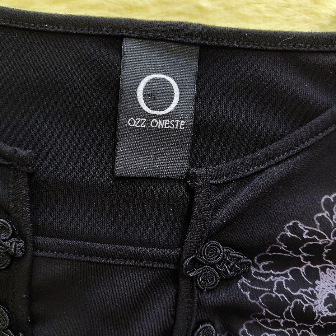 OZZ ONESTE ブラック花柄プリント長袖カーディガン＆カットソー2枚セット