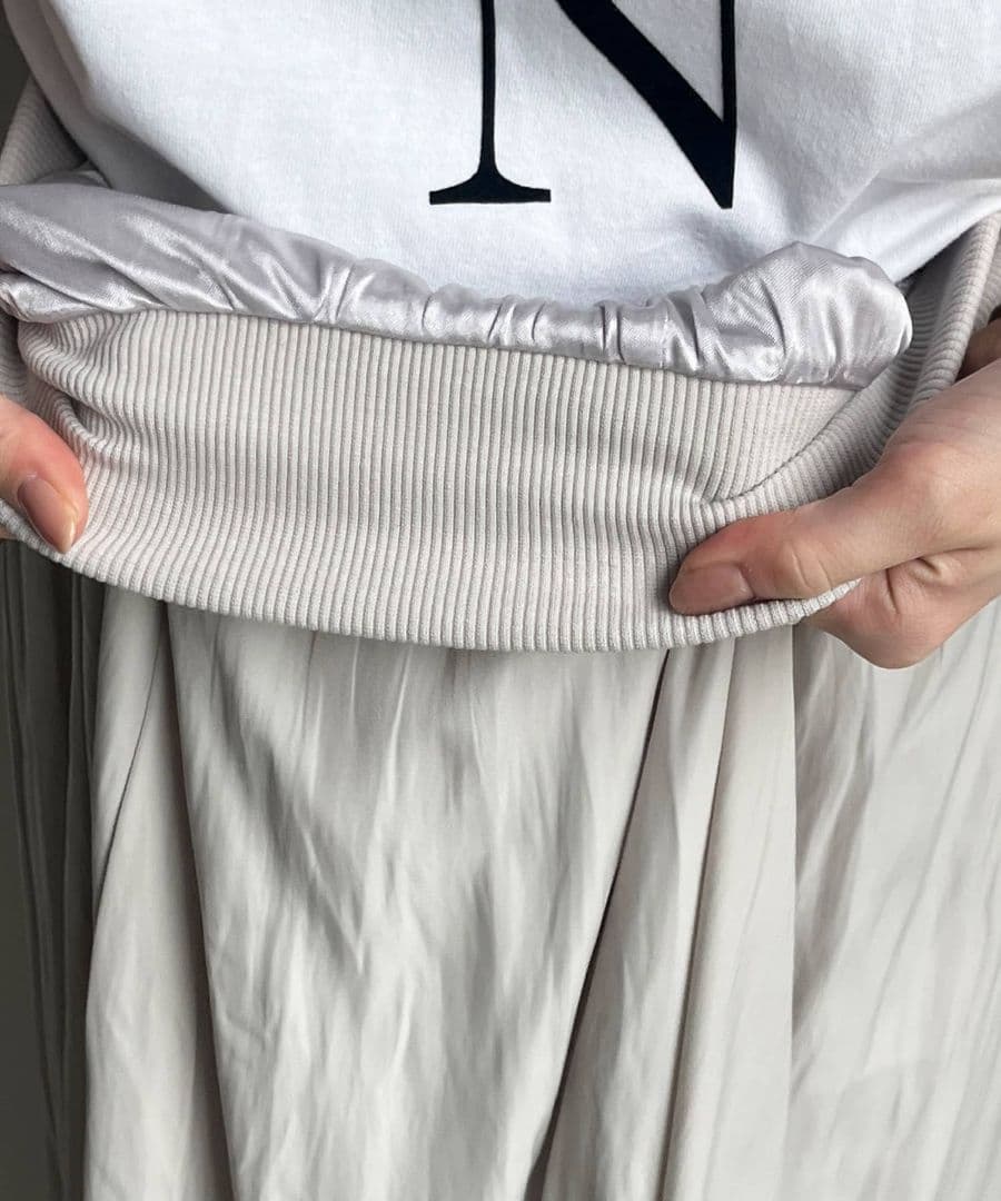 【未使用タグ付き】ドゥドゥ DouDou ウエストリブギャザースカート マキシ丈