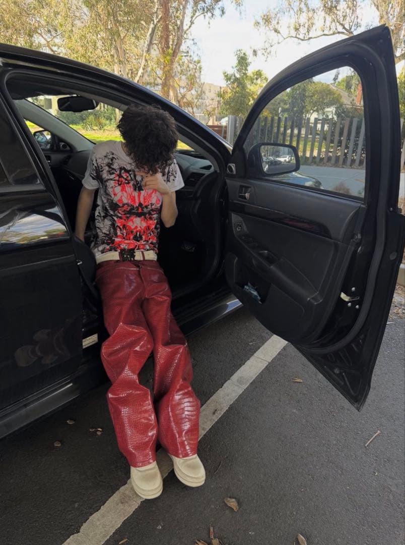 goar archive CROCO ZIPPER PANTS RED レッド