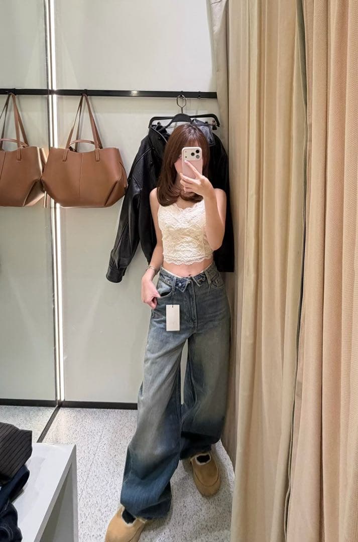 TRF ミッドライズ折り返しウエストデニムパンツ 32(XS) 5号