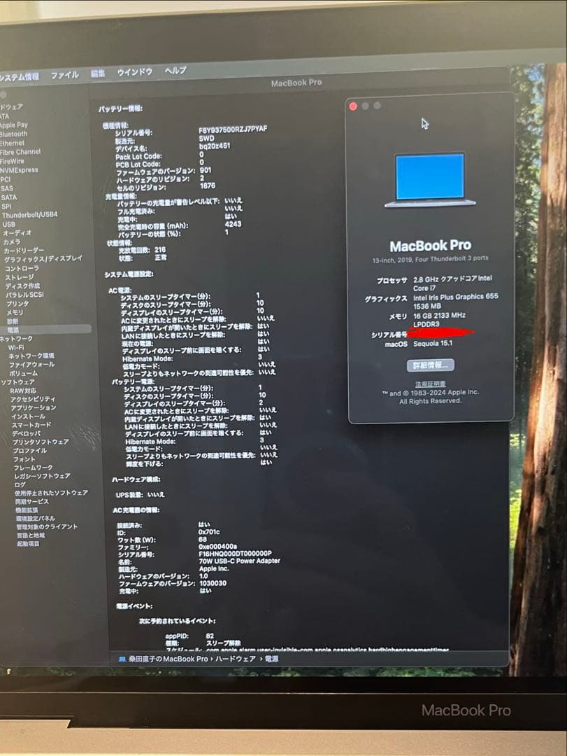 MacBook本体 MacBook Pro(2019 )i7 16GB 512GB US