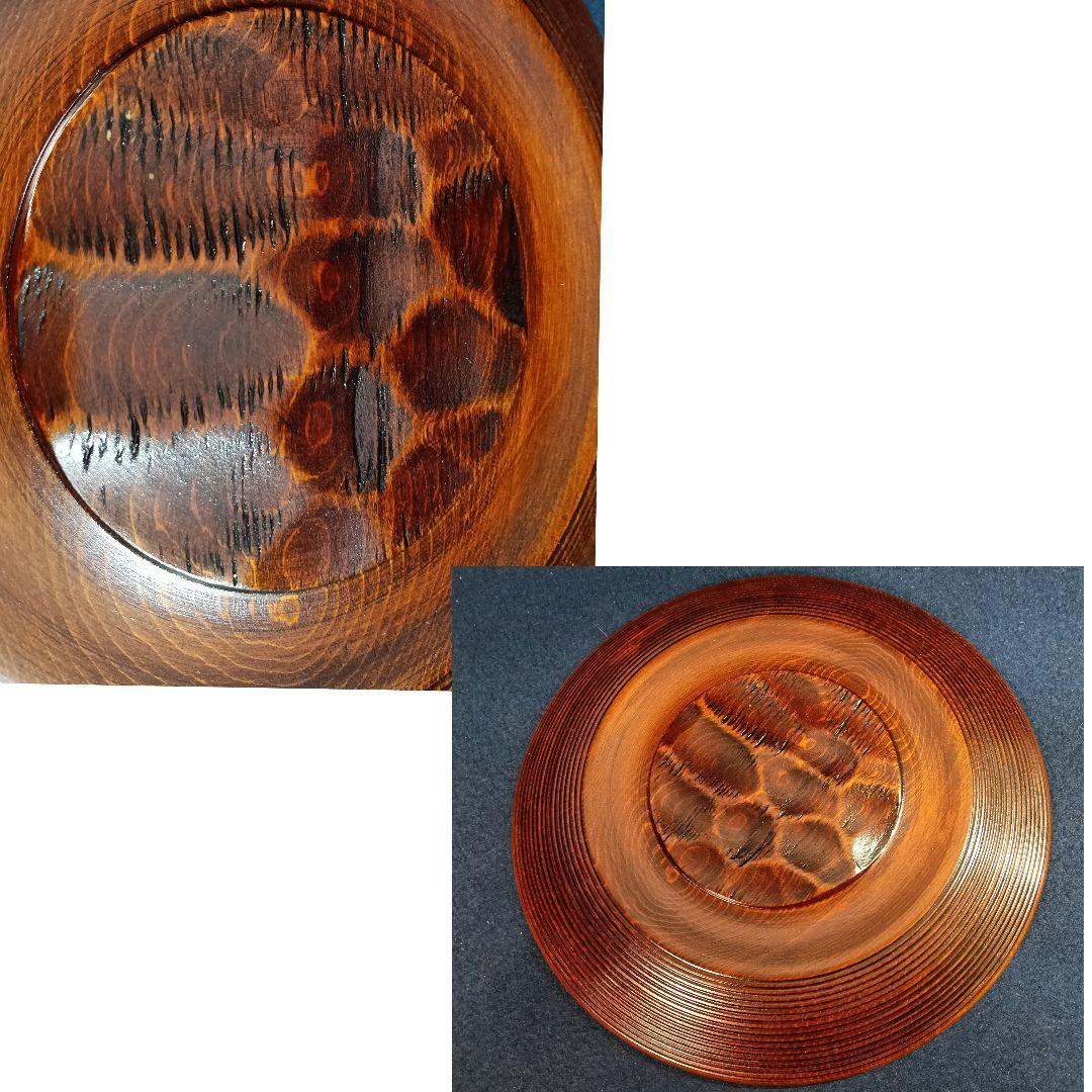 AP9 古代彫 独楽盆 コマ盆 茶道具 菓子皿 丸盆 未使用 紙箱