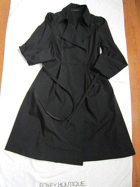 美品 フォクシー/FOXEY 春・秋ドレスコート 黒40：梅雨時・通勤通学に