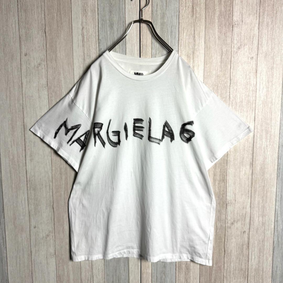 3764【希少デザイン・美品】MM⑥メゾンマルジェラ グラフィックロゴ Tシャツ