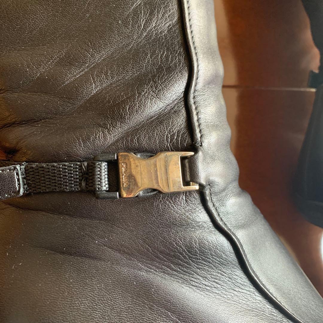 PRADA ブラックレザー ロングブーツ 約24.5cm