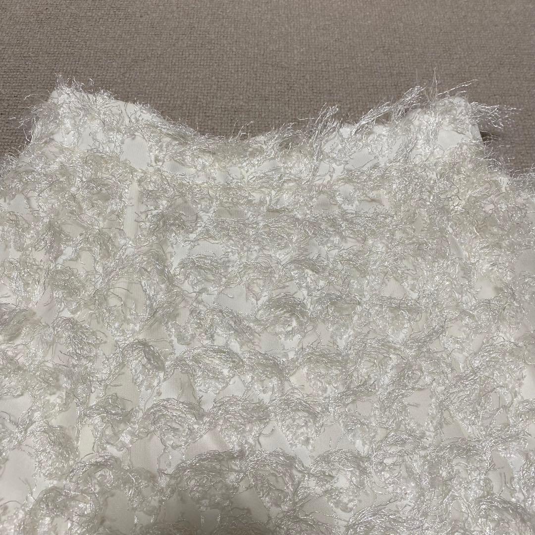 超美品❣️snidel ジャガードフレアスカート ロング マキシ シャギー 白 M